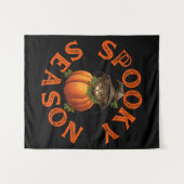 Spooky Season Pumpkin Cat Wandteppich (Vorderseite (Horizontal))