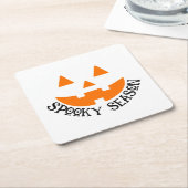 Spooky Season & Pumpkin Face Halloween Rechteckiger Pappuntersetzer (angewinkelt)