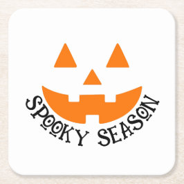 Spooky Season & Pumpkin Face Halloween Rechteckiger Pappuntersetzer