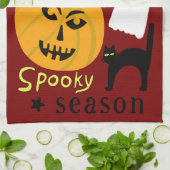 Spooky Season Pumpkins Ghost Bat HALLOWEEN Herbst Geschirrtuch (Gefaltet)