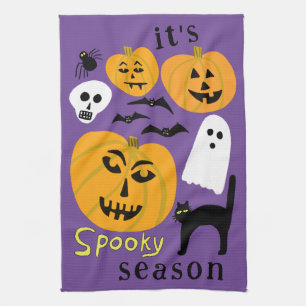 Spooky Season Pumpkins Ghost Bat HAPPY HALLOWEEN Geschirrtuch