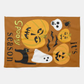 Spooky Season Pumpkins Ghost Bat HAPPY HALLOWEEN Geschirrtuch (Horizontal)