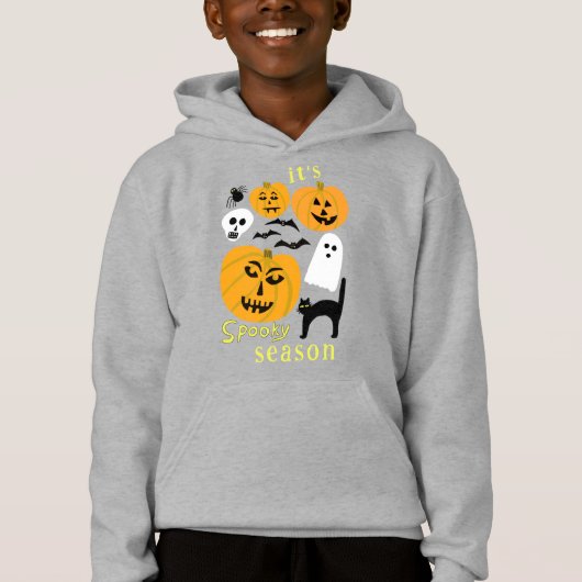 Spooky Season Pumpkins Ghost Bat HAPPY HALLOWEEN Hoodie (Vorderseite)