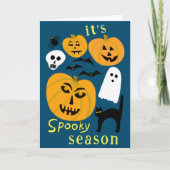 Spooky Season Pumpkins Ghost Bat HAPPY HALLOWEEN Karte (Vorderseite)