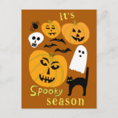 Spooky Season Pumpkins Ghost Bat HAPPY HALLOWEEN Postkarte (Vorderseite)