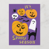 Spooky Season Pumpkins Ghost Bat HAPPY HALLOWEEN Postkarte (Vorderseite)