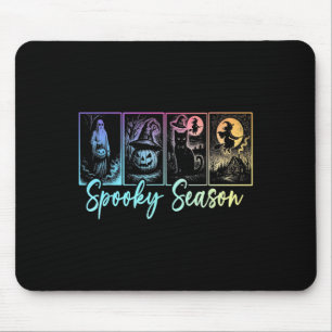 Spooky Season Retro Halloween Horror Ghost Pumpkin Mousepad