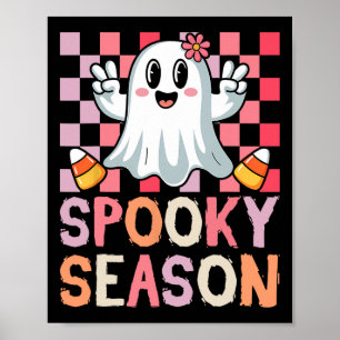 Spooky Season Retro Happy Halloween Ghost Frauen a Poster