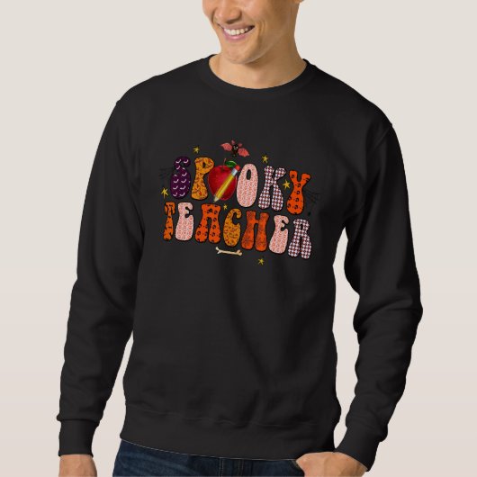 Spooky Season Retro Spooky Teacher Halloween Costu Sweatshirt (Vorderseite)