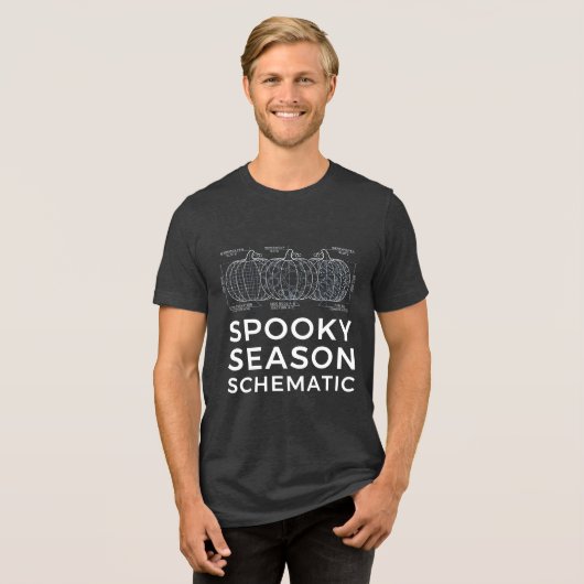 Spooky Season Schematic - Funny Engineer Halloween Tri-Blend Shirt (Vorderseite voll)