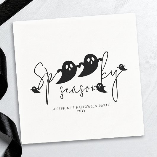 Spooky Season Simple Black Ghosts Modernes Hallowe Serviette