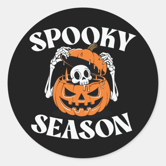 Spooky Season Skeleton Pumpkin Sticker (Vorderseite)