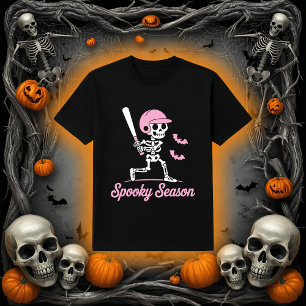 Spooky Season   Skelett Hitter Pink Bats T-Shirt