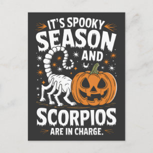Spooky Season: Skorpios in Charge Funny Halloween Postkarte