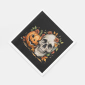 Spooky Season Skull and Pumpkin Halloween Party Serviette (Ecke)