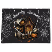 👻 Spooky Season Spuk House Black Gift Bag 🎃 Große Geschenktüte (Vorderseite)