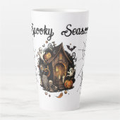 Spooky Season Spuk House Halloween Latte Tasse (Vorderseite)