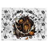 👻 Spooky Season Spuk House weiße Geschenktasche � Große Geschenktüte (Rückseite)