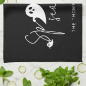 Spooky Season Text und White Ghosts Halloween Geschirrtuch (Gefaltet)