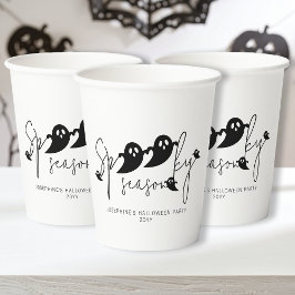 Spooky Season Typografy Black Ghosts Halloween Pappbecher