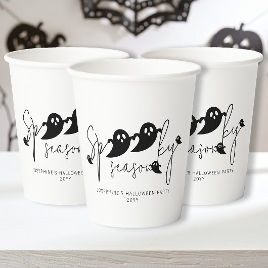 Spooky Season Typografy Black Ghosts Halloween Pappbecher