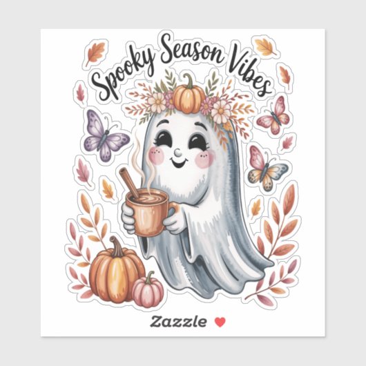 Spooky Season Vibes Ghost Aufkleber (Blatt)