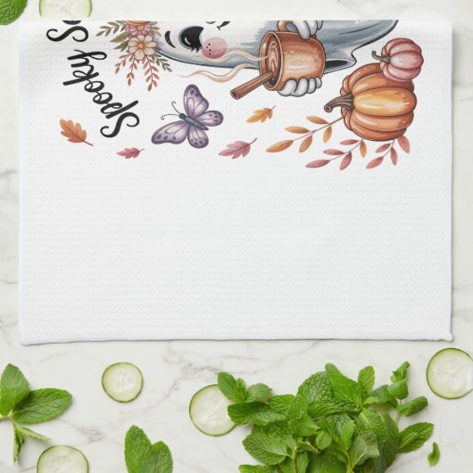 Spooky Season Vibes Ghost Geschirrtuch (Gefaltet)