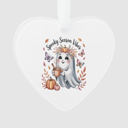 Spooky Season Vibes Ghost Ornament (Vorderseite)