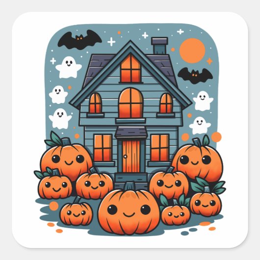 Spooky Season Vibes Halloween Pumpkins Custom Quadratischer Aufkleber (Vorderseite)