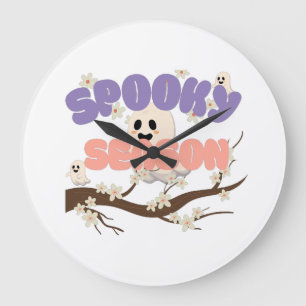 Spooky Season Wall Clock - Ghost Halloween Dekorat Große Wanduhr