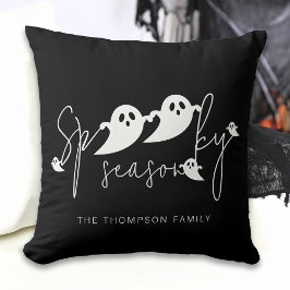 Spooky Season White Ghosts Familienname Halloween Kissen
