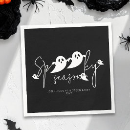 Spooky Season White Niedlich Ghosts Modernes Hallo Serviette