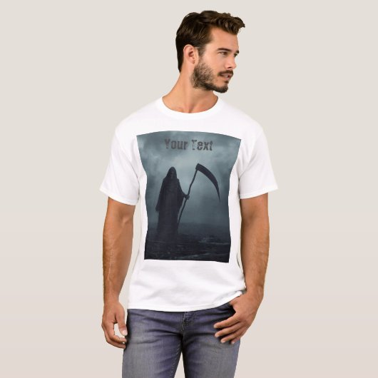 Spooky Sensenmann Halloween T - Shirt (Vorne ganz)
