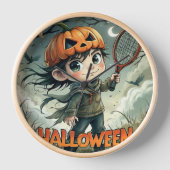 Spooky Serve: Tennis Pumpkin Poster Uhr (Vorderseite)