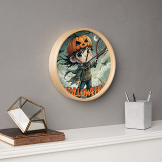 Spooky Serve: Tennis Pumpkin Poster Uhr