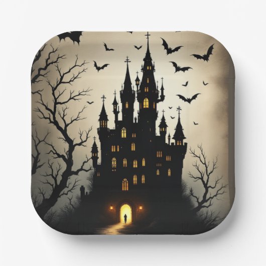 Spooky Shadow Halloween Castell Paper-Teller Pappteller (Vorderseite)