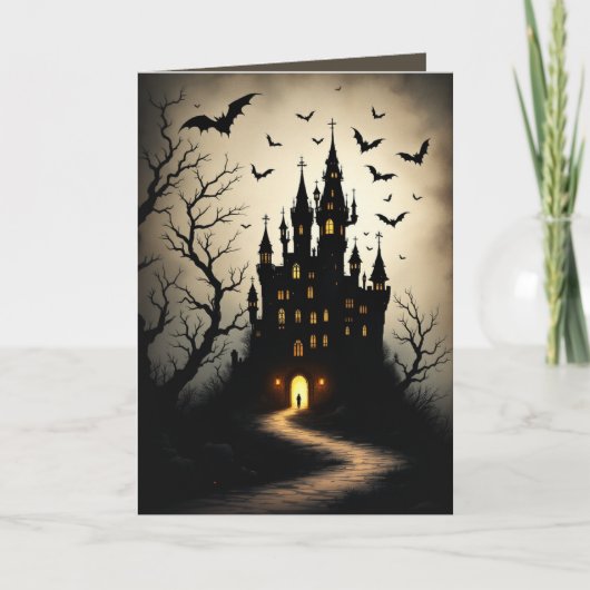 Spooky Shadow Halloween Castle Grußkarten Karte (Vorderseite)