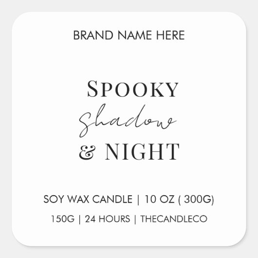 Spooky Shadows & Night Candle | Custom White Quadratischer Aufkleber (Vorderseite)