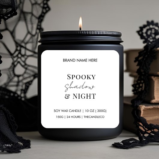 Spooky Shadows & Night Candle | Custom White Quadratischer Aufkleber