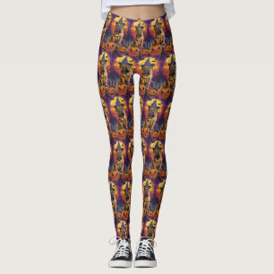 Spooky Shar Pei Hund Halloween Hexe und Pumpkin Leggings