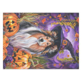 Spooky Shetland Sheepdog Halloween Hexenkürbis Tischdecke (Vorderseite (Horizontal))