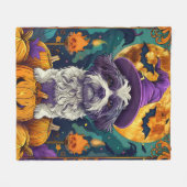 Spooky Shih Tzu Hund Halloween Hexe und Pumpkin Fleecedecke (Vorderseite (Horizontal))