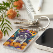 Spooky Shih Tzu Hund Halloween Hexe und Pumpkin Schlüsselanhänger (Vorderseite rechts)