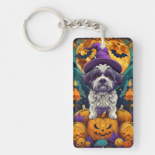 Spooky Shih Tzu Hund Halloween Hexe und Pumpkin Schlüsselanhänger