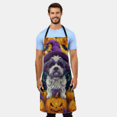 Spooky Shih Tzu Hund Halloween Hexe und Pumpkin Schürze (Getragen)