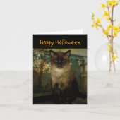 Spooky Siamese Cat Halloween Grußkarte Karte (Gelbe Blume)