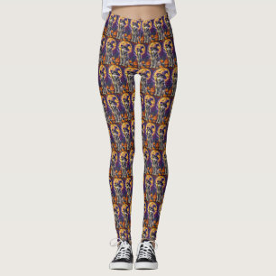 Spooky Siberian Husky Dog Halloween Hexenkürbis Leggings