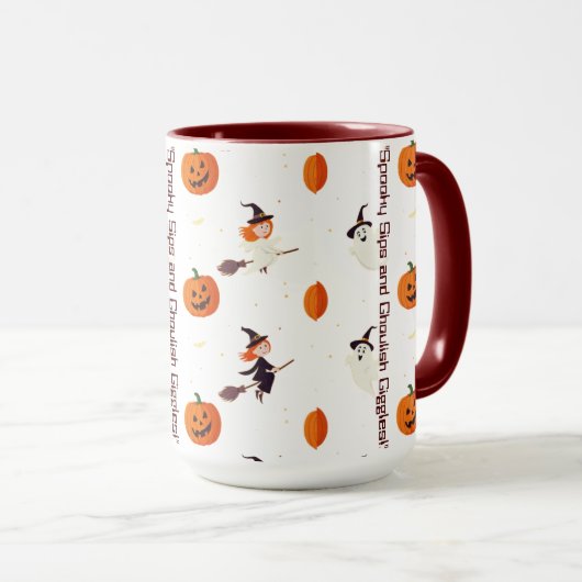 "Spooky Sips and Ghoulish Giggles!" Tasse für Kind (VorderseiteRechts)