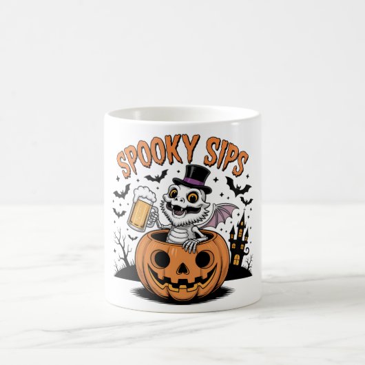 Spooky Sips Skeleton Lizard Halloween Kaffeetasse (Mittel)