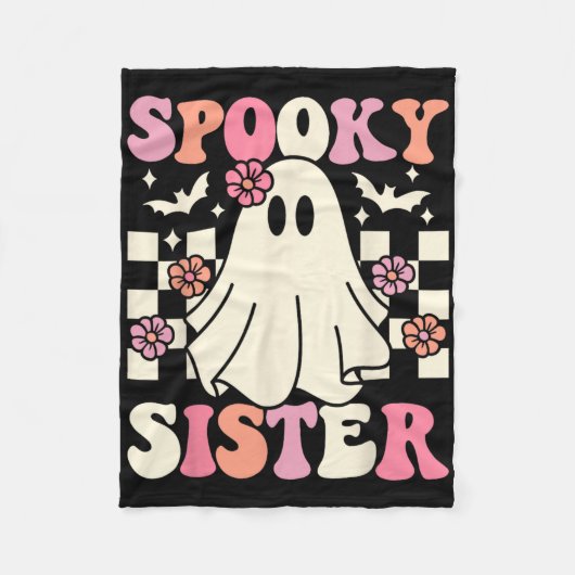 Spooky Sister Halloween Ghost Kostüm Retro Groovy Fleecedecke (Vorderseite)